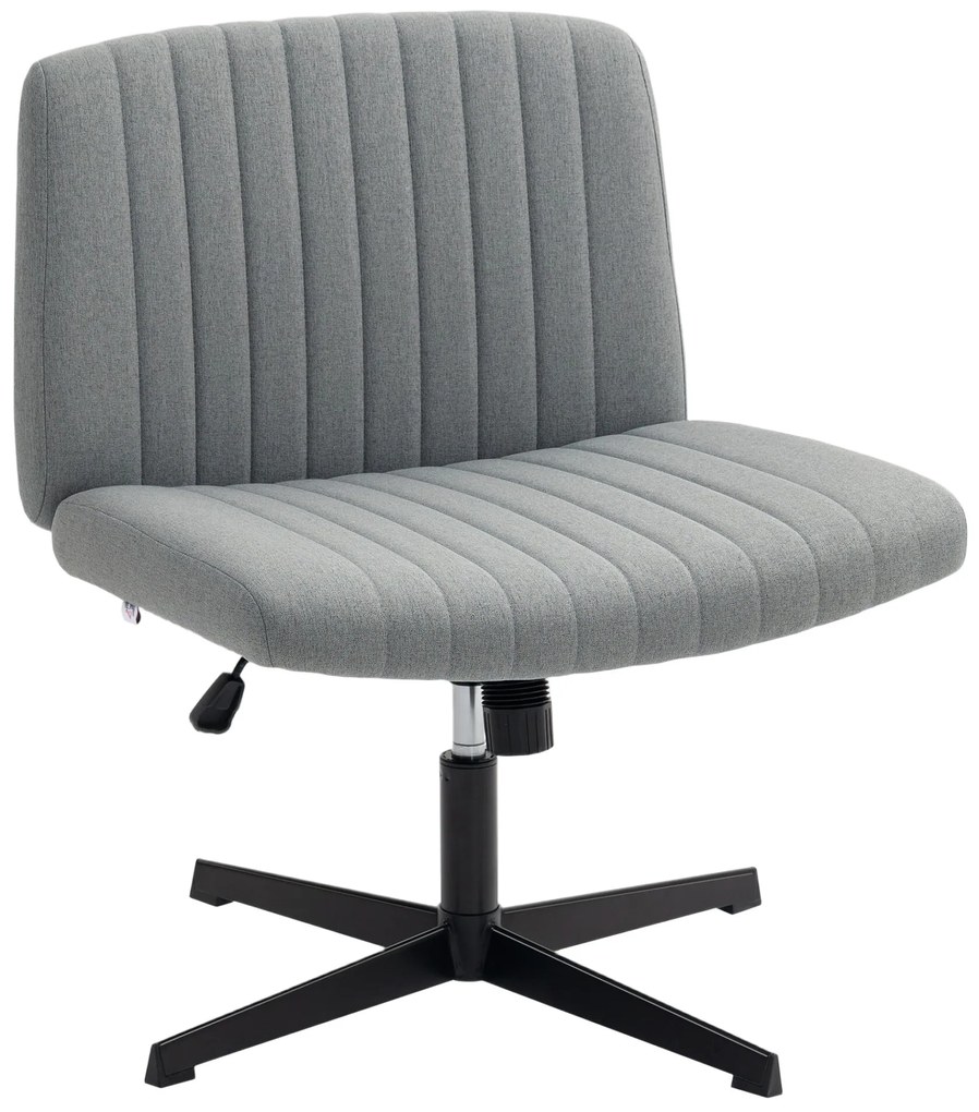 HOMCOM Cadeira de Escritório sem Apoio para os Braços Cadeira de Secretária Giratória com Função Basculante Altura Ajustável sem Rodas para Quarto Sala de Estar 61x64x76-86 cm Cinzento