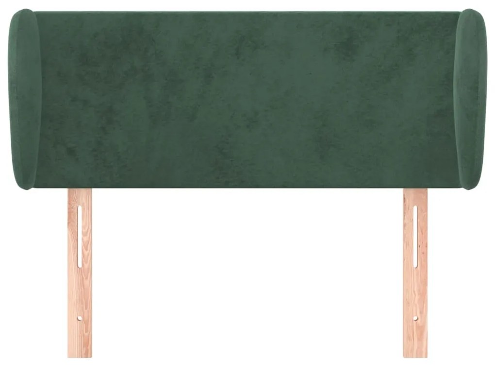 Cabeceira de cama c/ abas veludo 93x23x78/88 cm verde-escuro