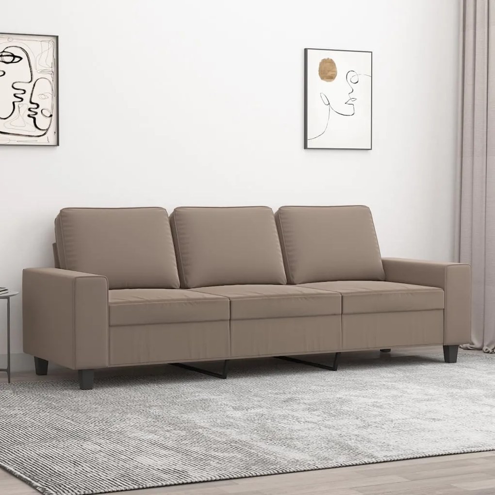 vidaXL Sofá de 3 lugares 180 cm tecido de microfibra cinza-acastanhado
