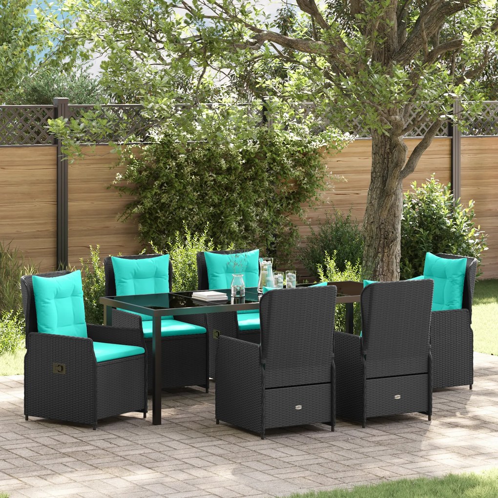 Conjunto de Jantar de Jardim de 7 Peças Preto Vime PE