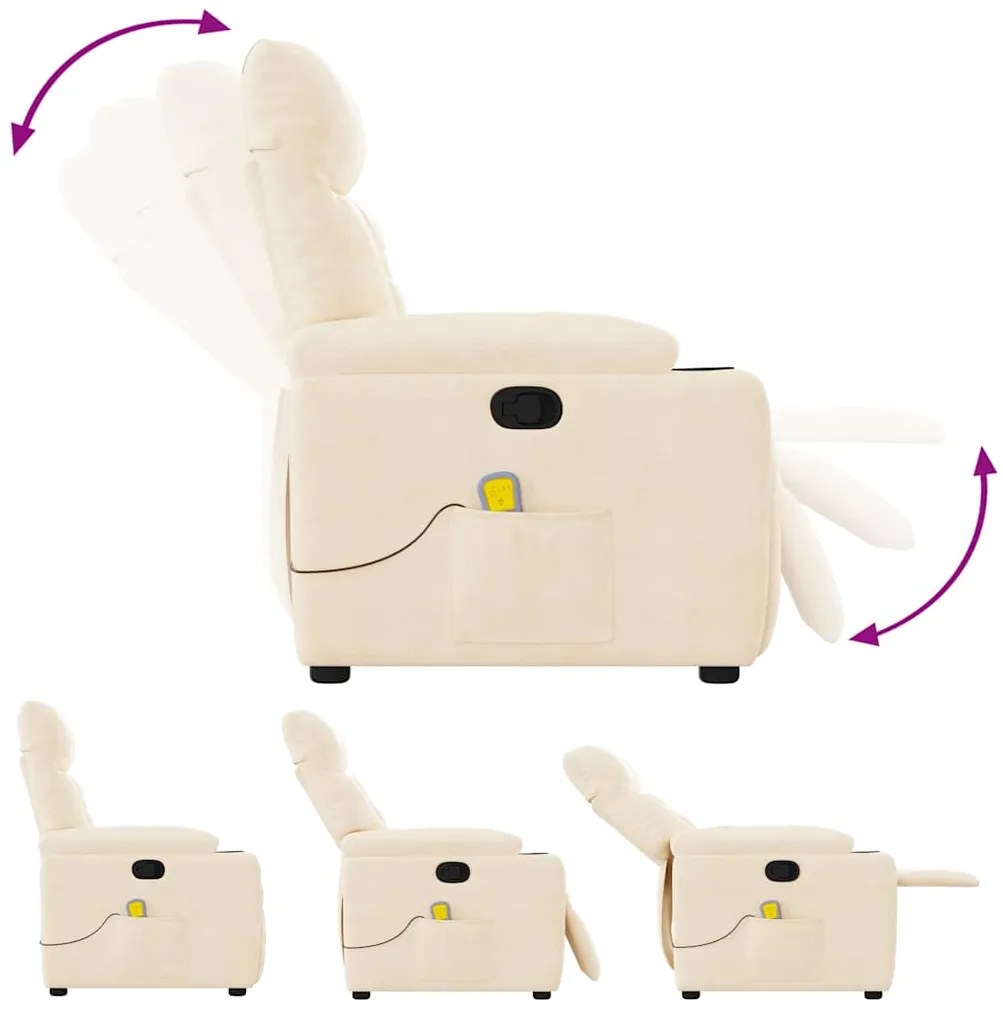 Poltrona de massagens reclinável tecido de microfibra cor bege