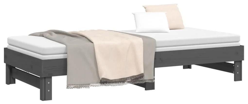 Sofá-cama de puxar 2x(80x200) cm pinho maciço cinza