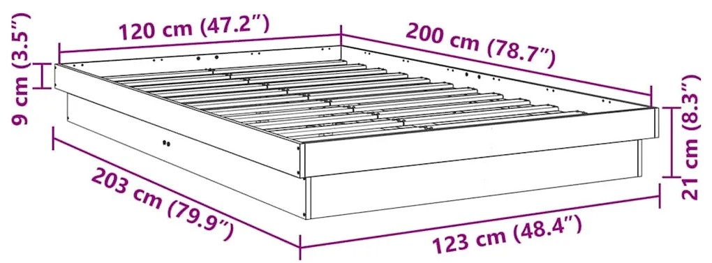 Estrutura de cama sem colchão 120x200 cm madeira de carvalho