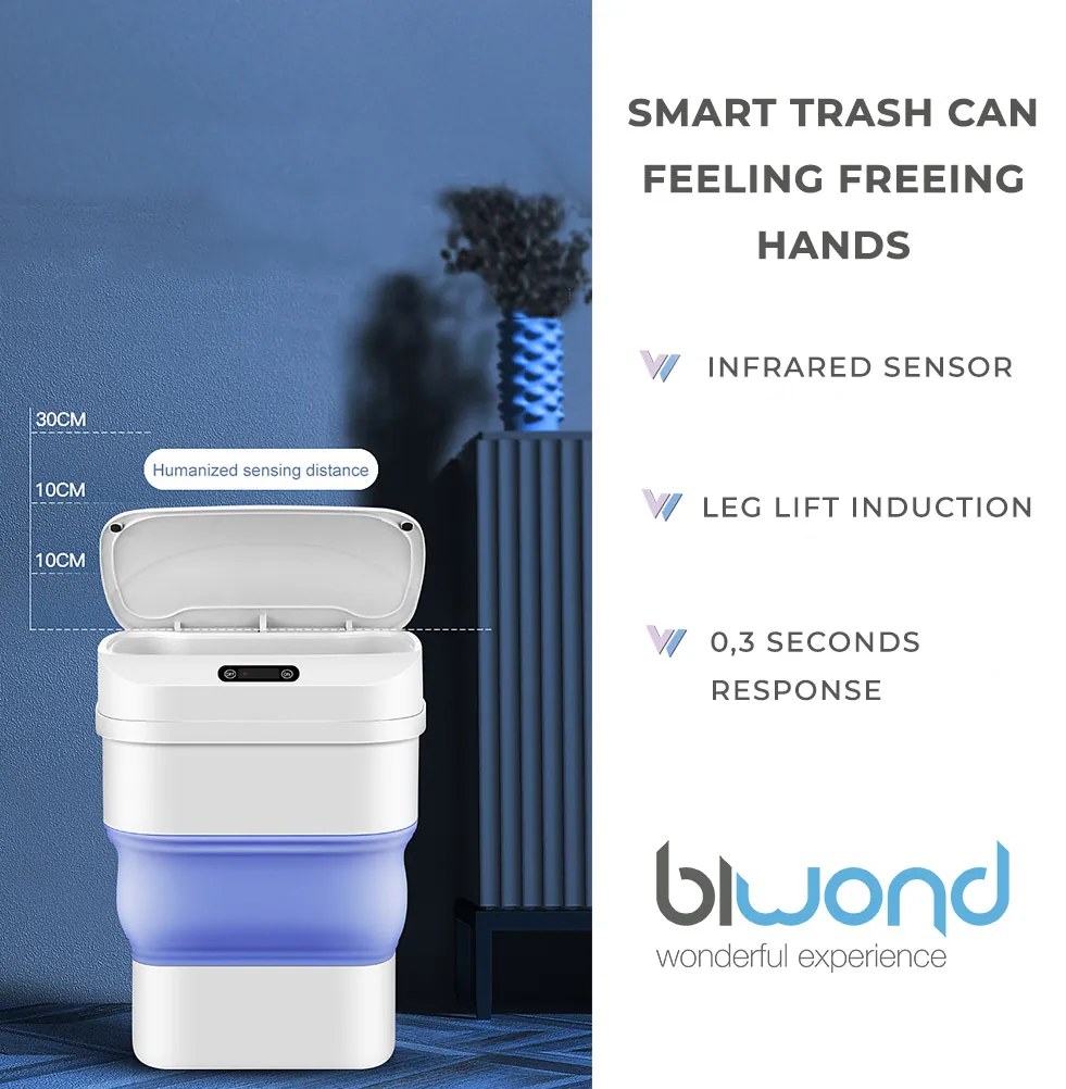 Caixote Lixo Inteligente Sensor 17,5 L / 8L  Azul Biwond