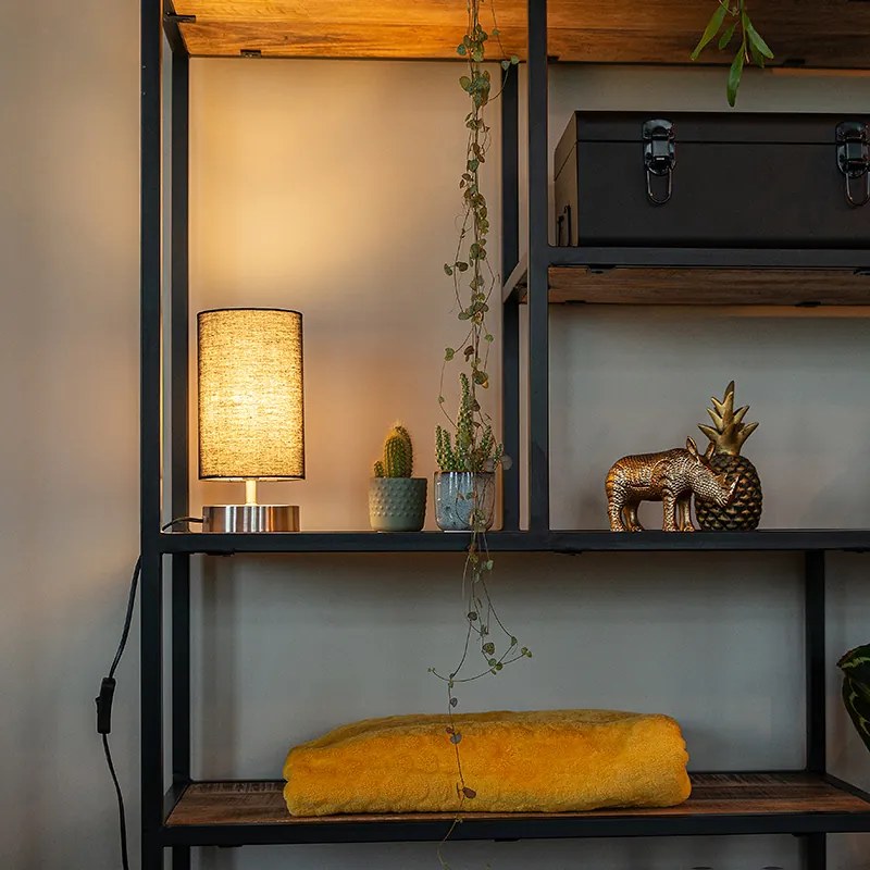 Candeeiro de mesa moderno preto com aço - Milo 2