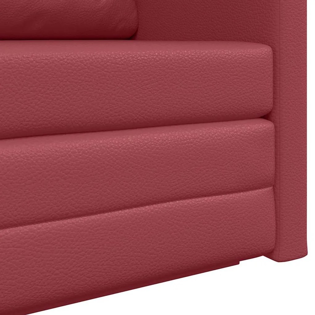 Sofá Chão Cama 2 em 1 Vinho Vermelho 124x71x78 cm Couro Sintético