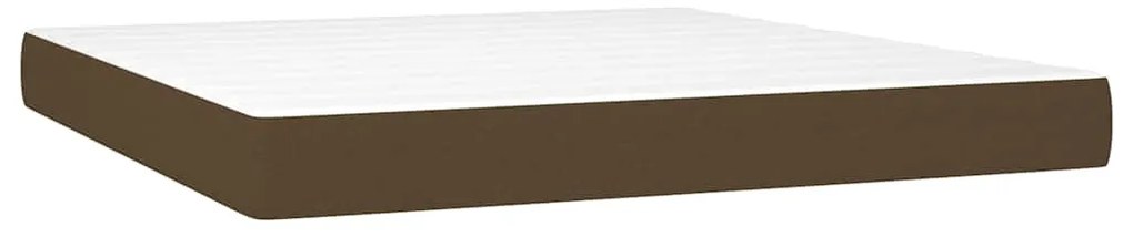 Cama box spring c/ colchão/LED 180x200cm tecido castanho-escuro