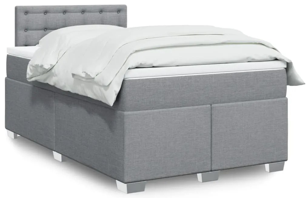 vidaXL Cama com molas/colchão 120x200 cm tecido cinza-claro