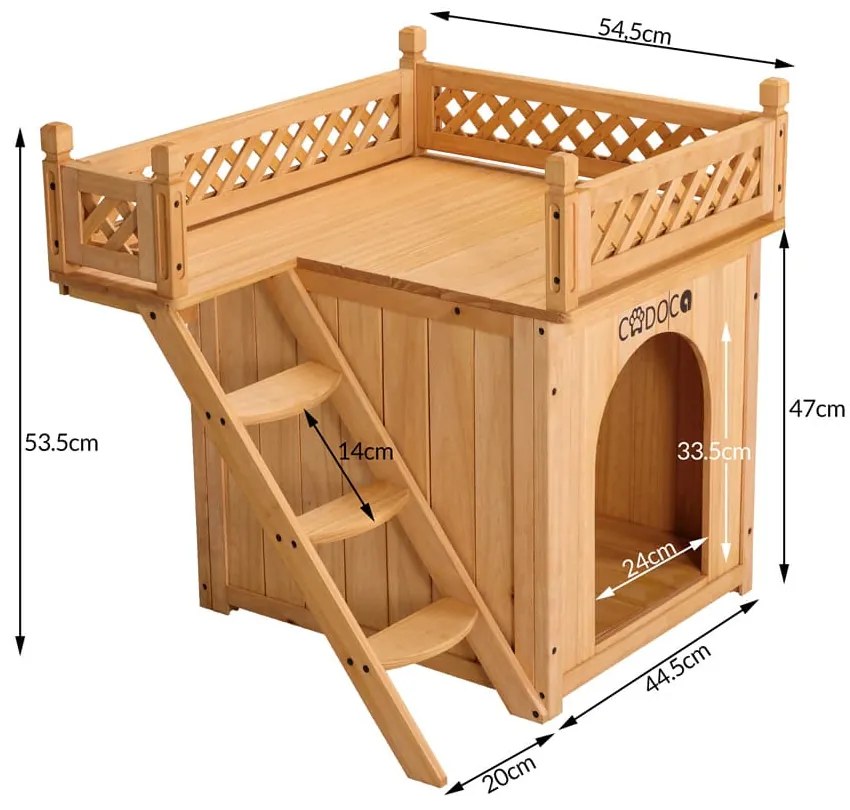 Casa para gatos em madeira com certificação FSC® 53,5 x 54,5 x 64,5 cm castanho