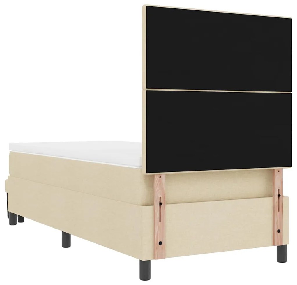 Cama Box com Colchão e Banco Creme 100x200 cm Tecido