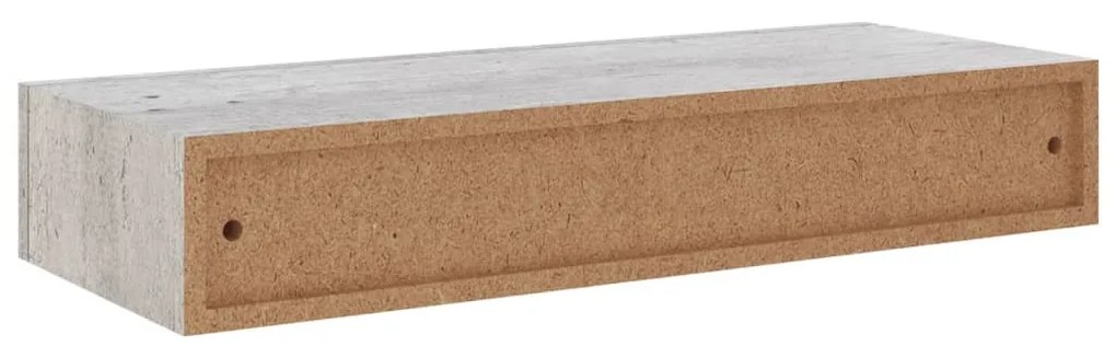 Prateleiras parede c/ gavetas 2pcs MDF 60x23,5x10 cm cinza cim.