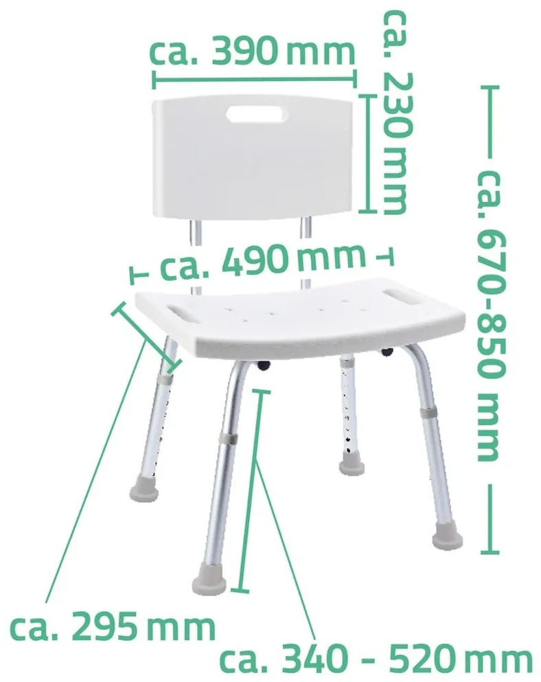 Cadeira de casa de banho 150 kg branco A00602101