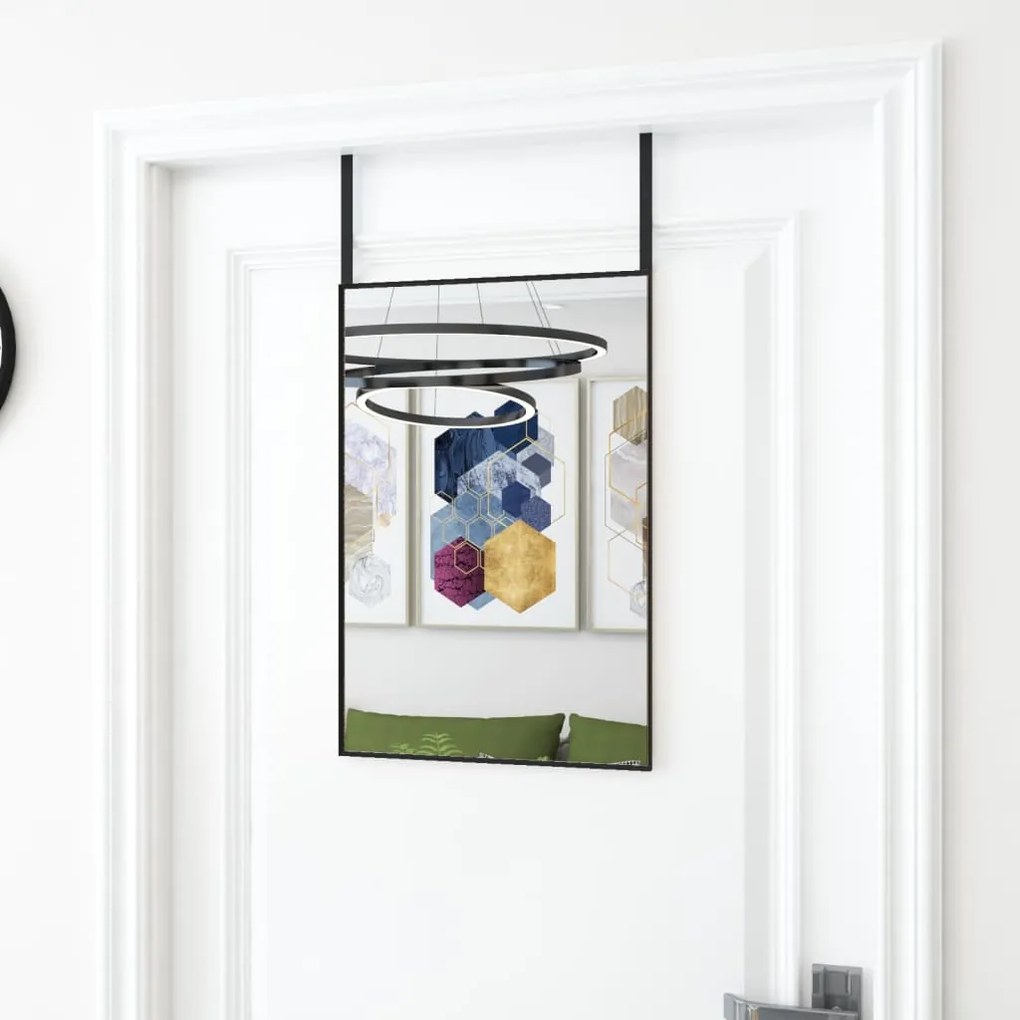 vidaXL Espelho para porta 40x60 cm vidro e alumínio preto