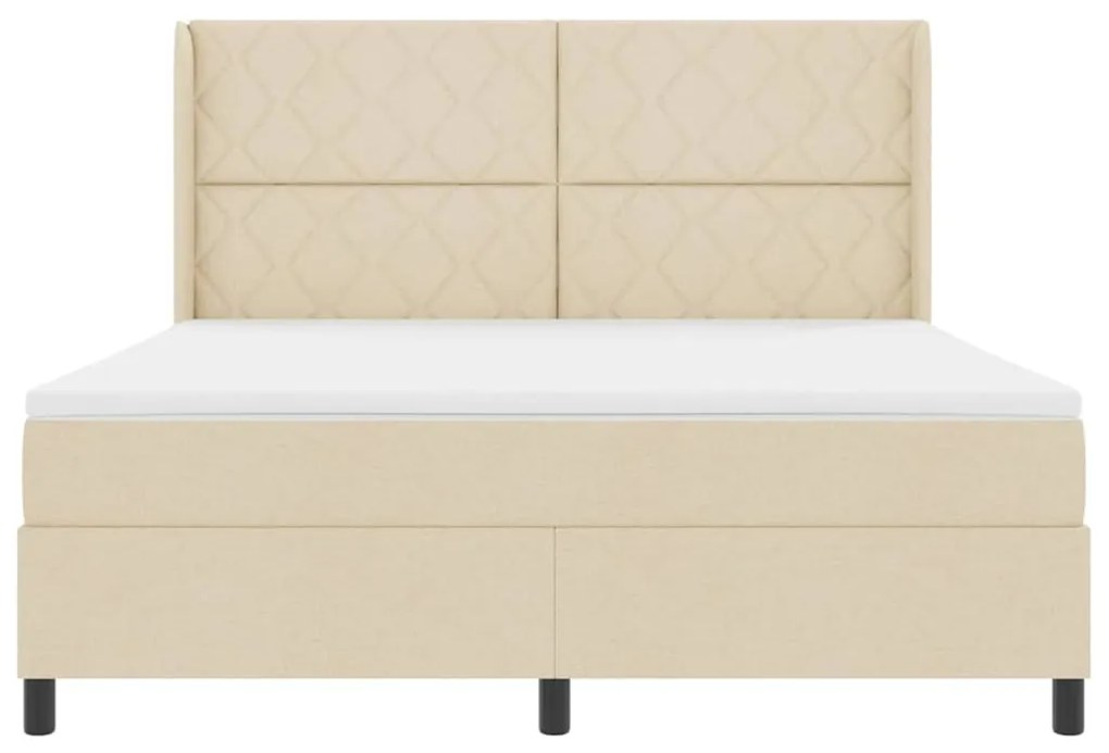 Cama Box com Colchão Creme 180x200 cm em Tecido