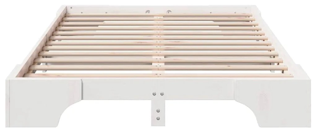 Estrutura de Cama Branca 140x190 cm em Madeira de Pinho Sólido
