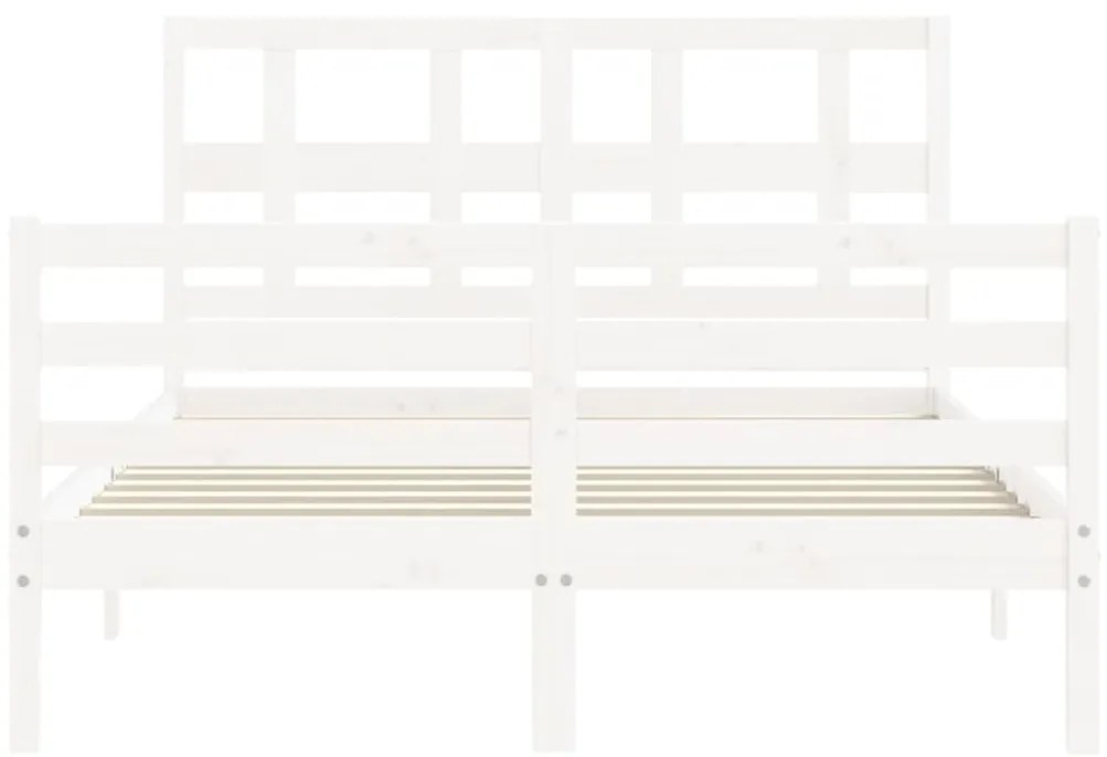 Estrutura de cama com cabeceira 120x200cm madeira maciça branco