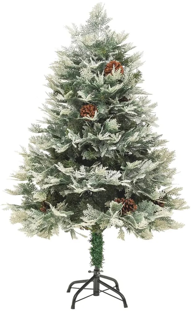 Árvore de Natal com pinhas pré-iluminada 120 cm PVC e PE verde