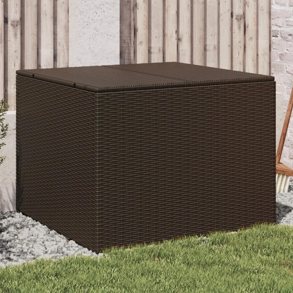 vidaXL Caixa de arrumação para jardim 291L vime PE castanho