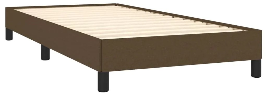 Estrutura de cama sem colchão 100x200 cm tecido castanho-escuro