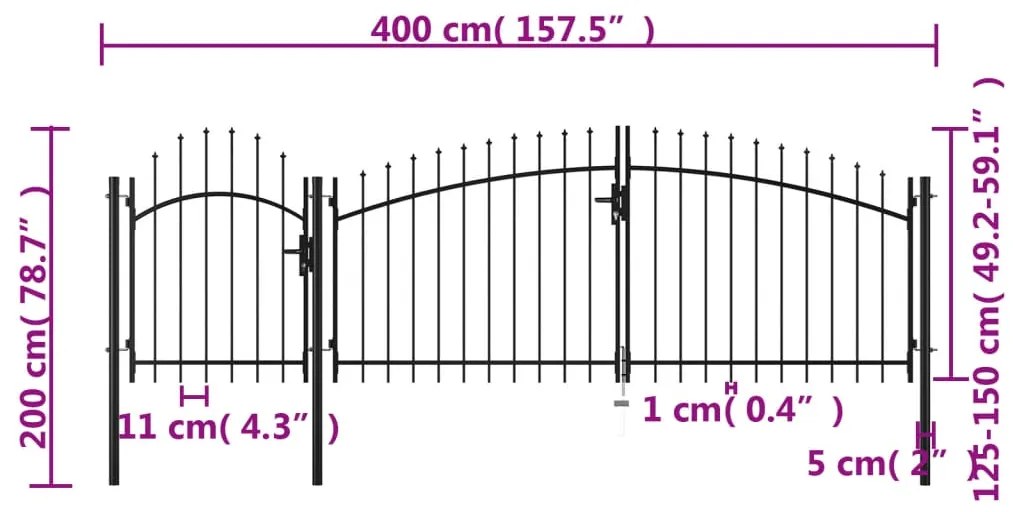 Portão de jardim 2x4 m aço preto