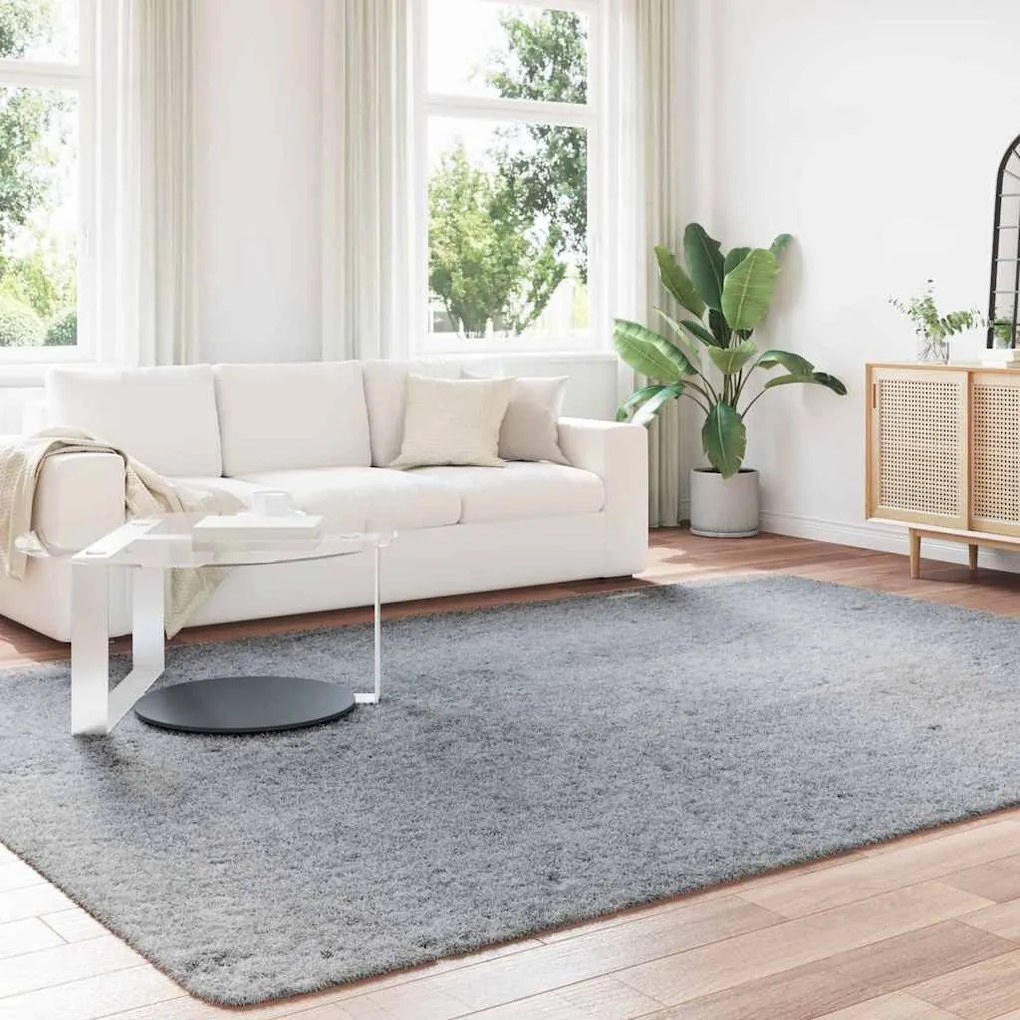 Tapete shaggy de pelo alto NAVARRA 240x340cm cinzento prateado