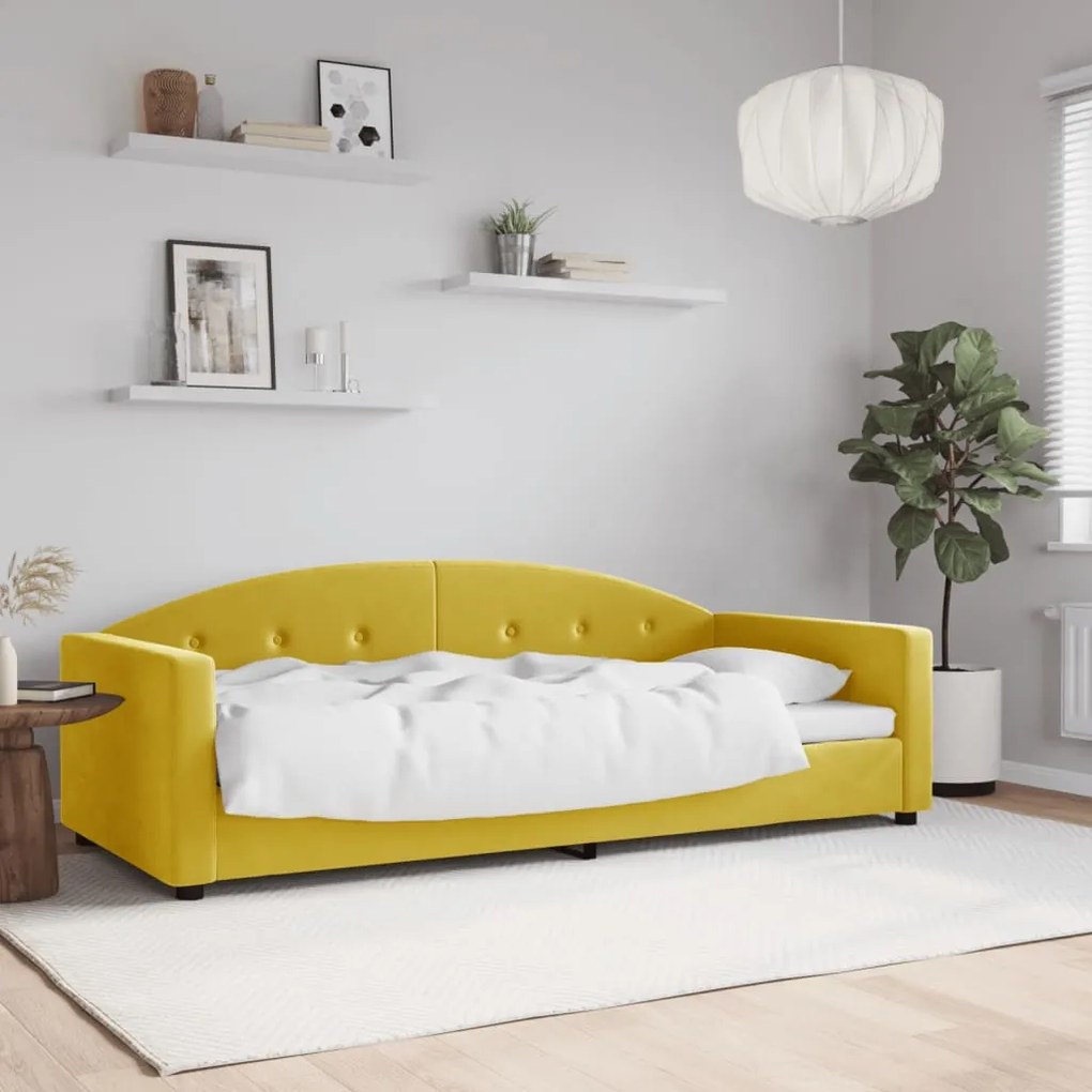 Sofá-cama 90x200 cm veludo amarelo