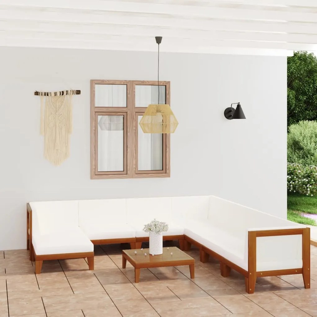 vidaXL 9 pcs conjunto lounge de jardim c/ almofadões acácia maciça