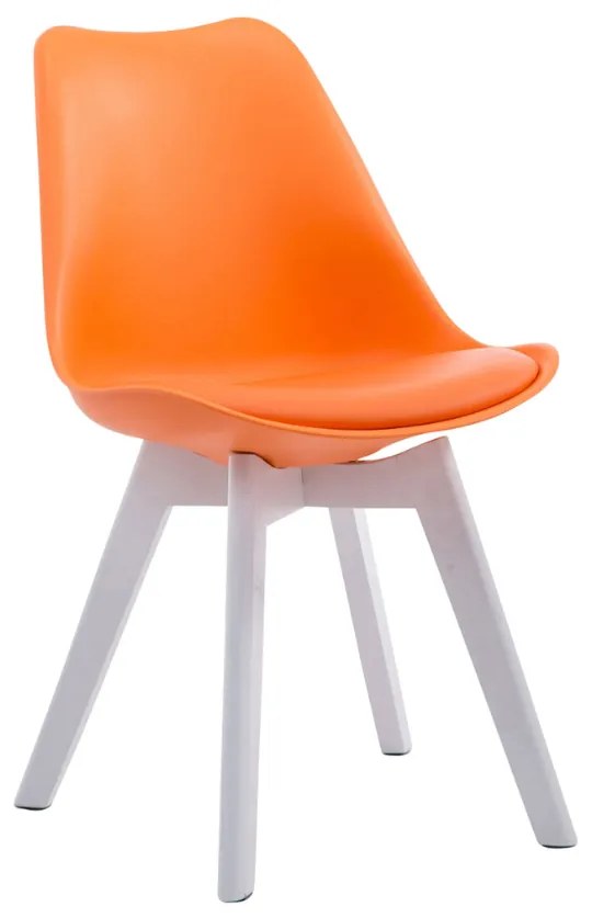 Cadeira de cozinha e sala de jantar Borneo V2 em couro sintético com estrutura branca 48 x 84 x 41,5 cm Laranja