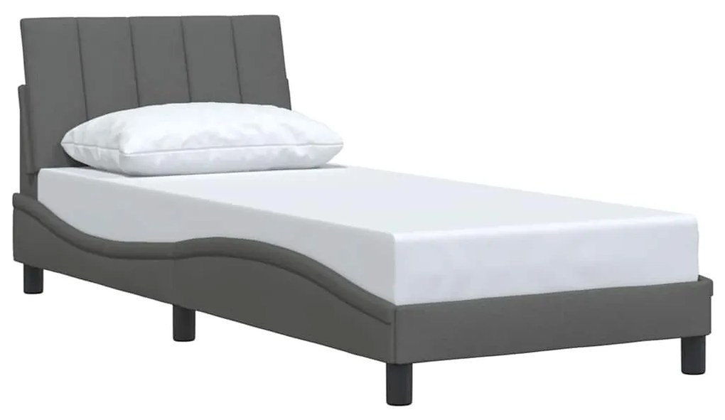 Estrutura de cama sem colchão 90x200 cm tecido cinzento-escuro
