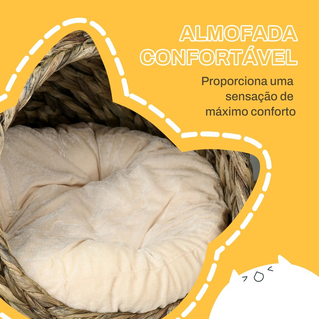 PawHut Cama para Gatos de Fibra Vegetal Caverna para Gatos Desmontável