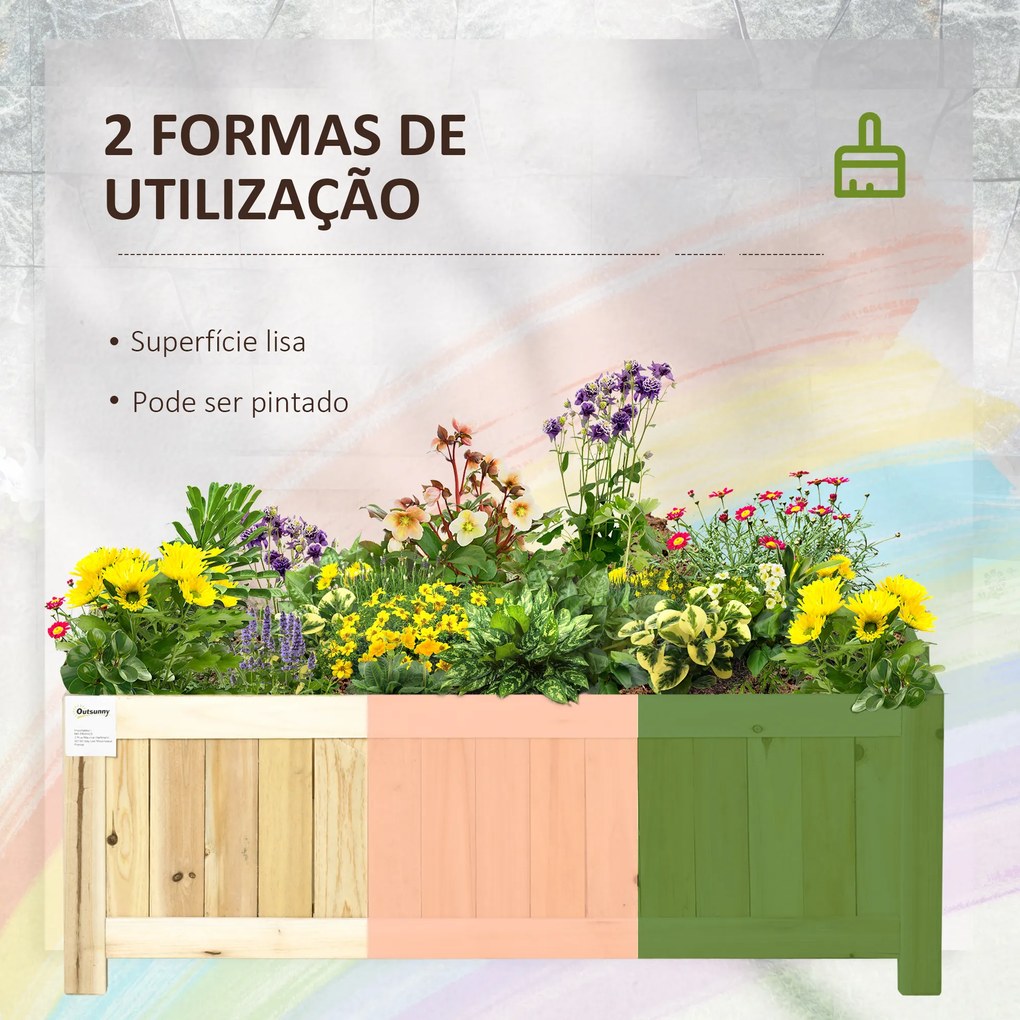Floreira de Madeira Dobrável Horta para Jardim com 4 Pés para Cultivos de Verduras Flores 70x30x25 cm Madeira