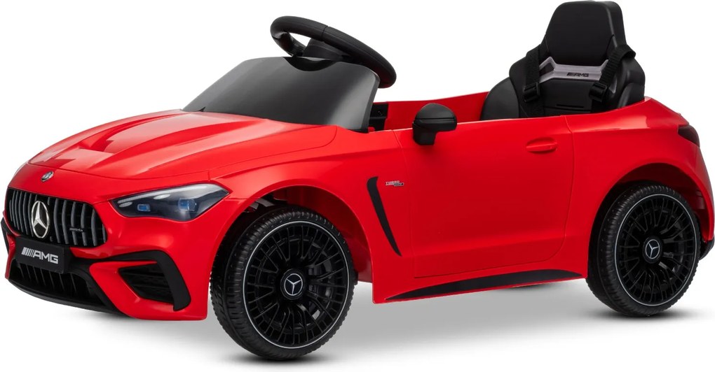 Carro elétrico para crianças Mercedes CLE 12V bateria de lítio, luzes LED, comando remoto de 2,4 GHz, ligação Bluetooth, licença ORIGINAL Vermelho