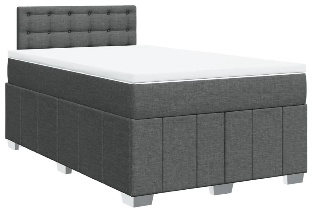 Cama boxspring com colchão 120x190 cm tecido cinzento-escuro