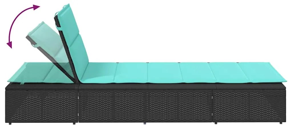 Espreguiçadeira com almofada flutuante vime PE preto