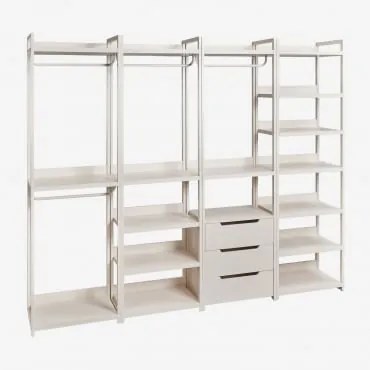 Guarda-roupa Modular Aberto Velunis De 4 Peças Com Prateleiras De Ferro Gardénia Branco - Sklum