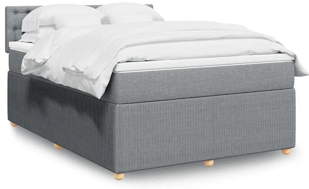 vidaXL Cama com molas/colchão 140x190 cm tecido cinzento-claro