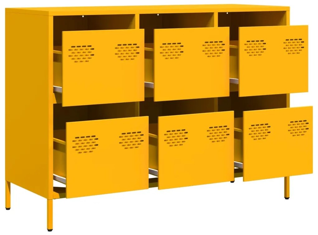 Aparador 101,5x39x73,5 cm aço laminado a frio amarelo mostarda