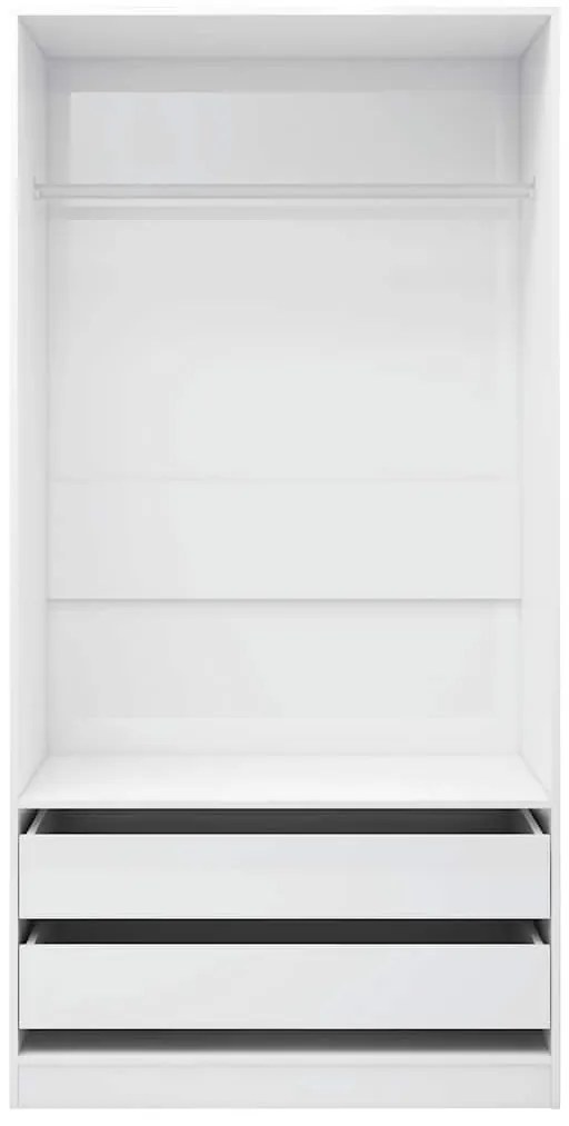 Roupeiro 100x50x200 cm derivados de madeira branco brilhante