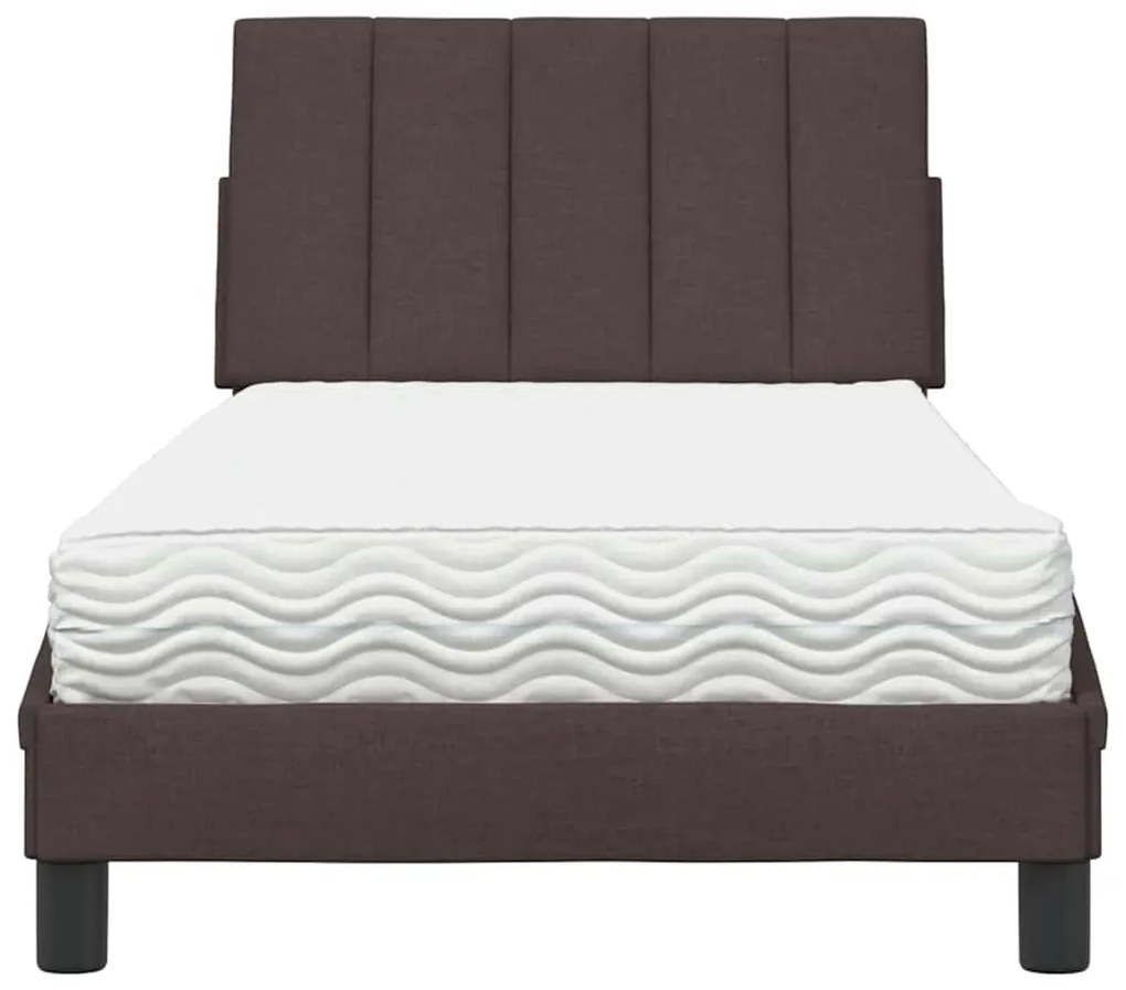 Cama com colchão 80x200 cm tecido castanho-escuro