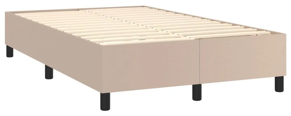 Cama box spring c/colchão/LED 120x200cm couro artif. cappuccino