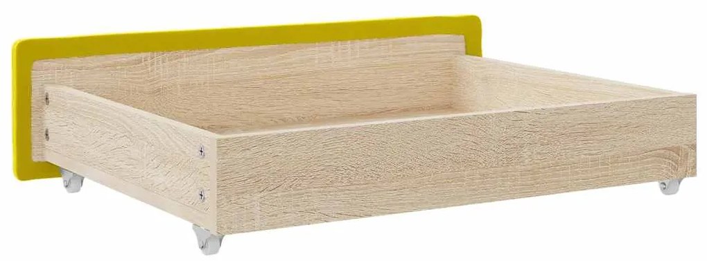Gavetas de cama 2 pcs derivados de madeira e veludo amarelo
