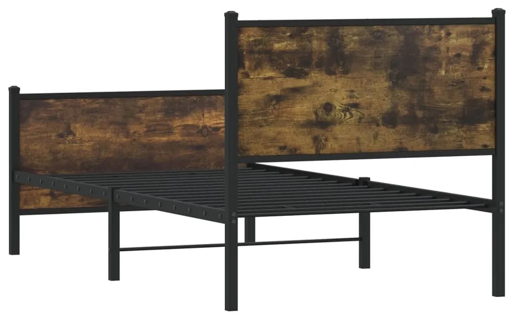 Estrutura de cama sem colchão 90x190 cm metal carvalho fumado