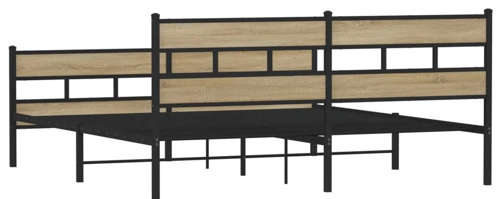 Estrutura de cama sem colchão 183x213cm metal carvalho sonoma