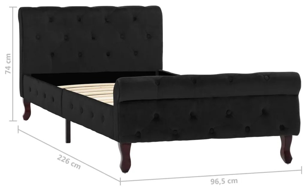 Estrutura de cama 90x200 cm veludo preto