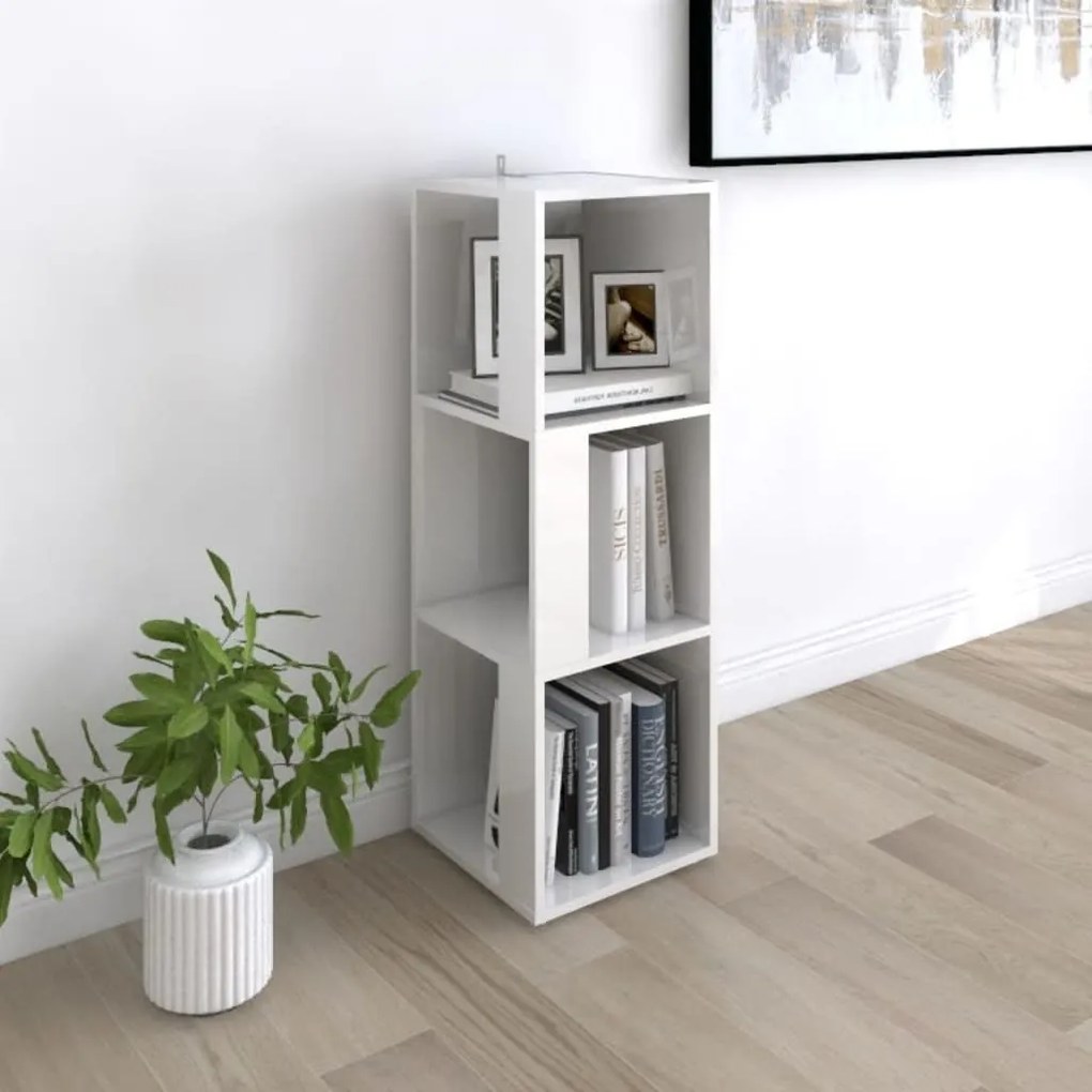 809032 vidaXL Armário de canto 33x33x100 cm contraplacado branco brilhante