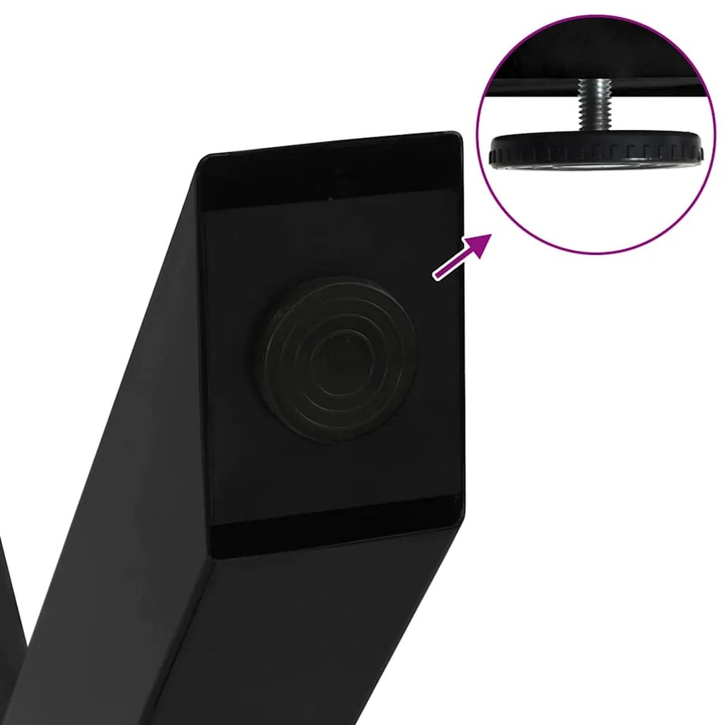 Pés para mesa de centro em formato de X, 2 peças, preto, 70x(30-31) cm