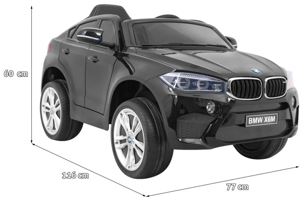 Carro elétrico para Crianças 12V BMW X6M Rodas de EVA, Assento de couro Preto