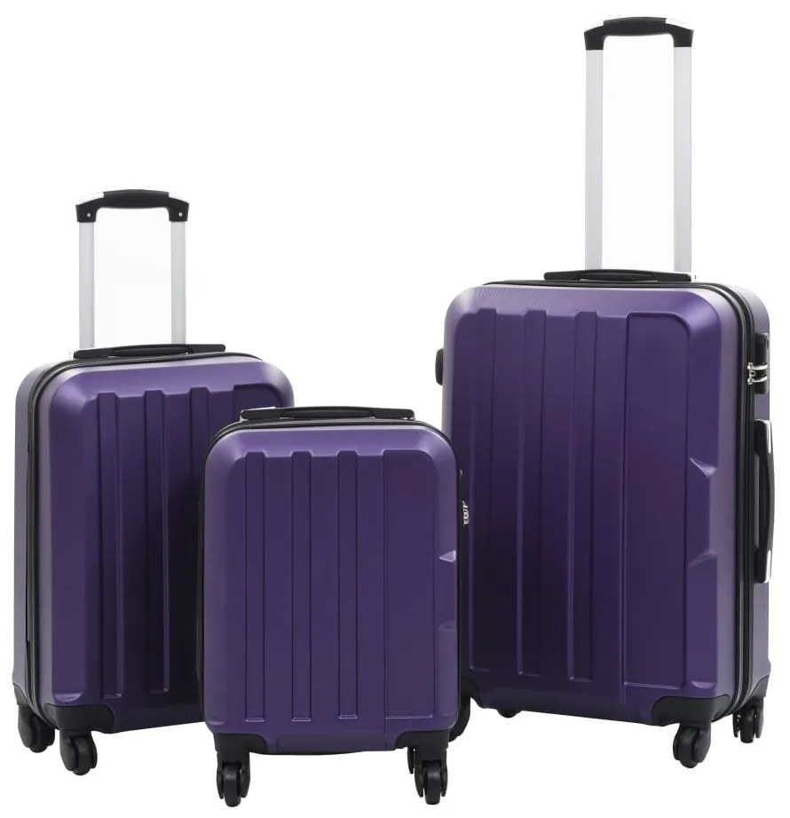 vidaXL Conjunto de tróleis estojo rígido 3 pcs ABS roxo