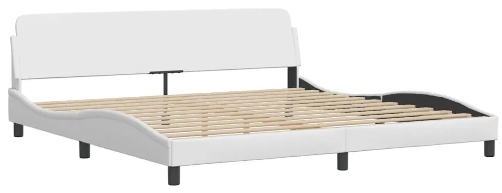 Cama com colchão 200x200 cm couro artificial branco