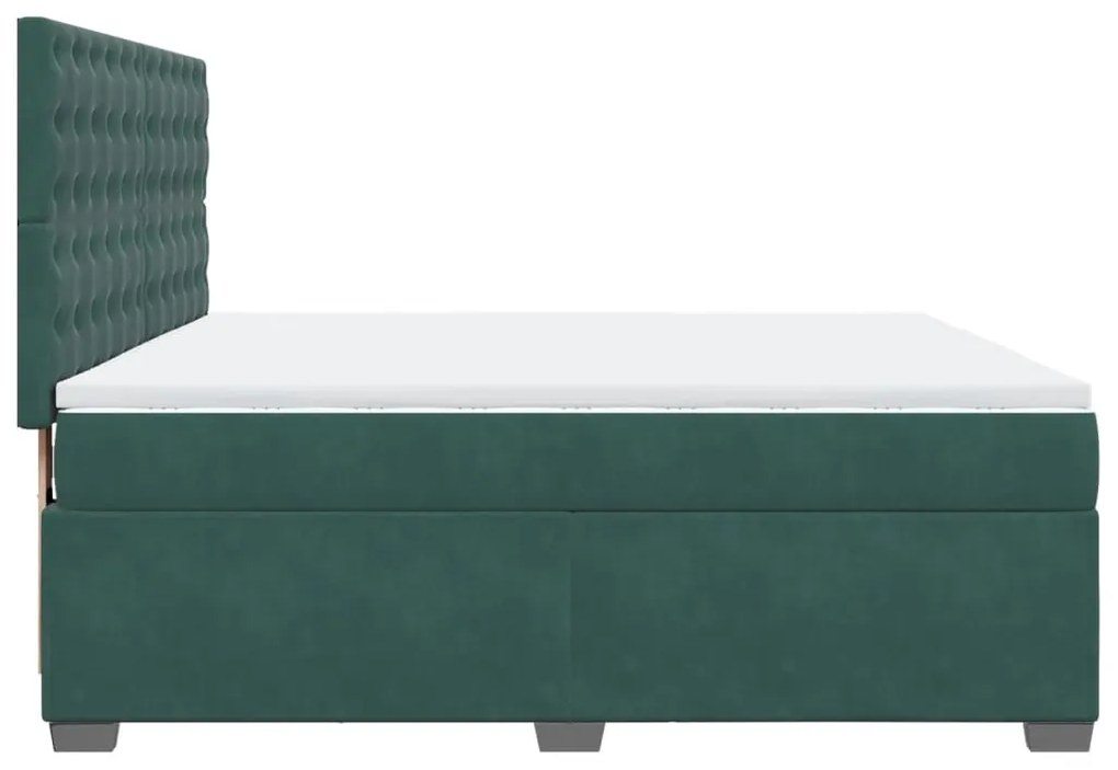 Cama com molas/colchão 180x200 cm veludo verde-escuro